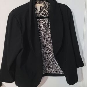 Chico's Black Blazer with Animal Print Lining